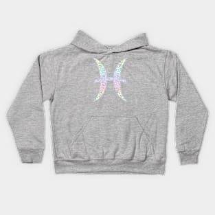 Pisces Zodiac Horoscope Symbol in Pastel Rainbow Leopard Print Kids Hoodie